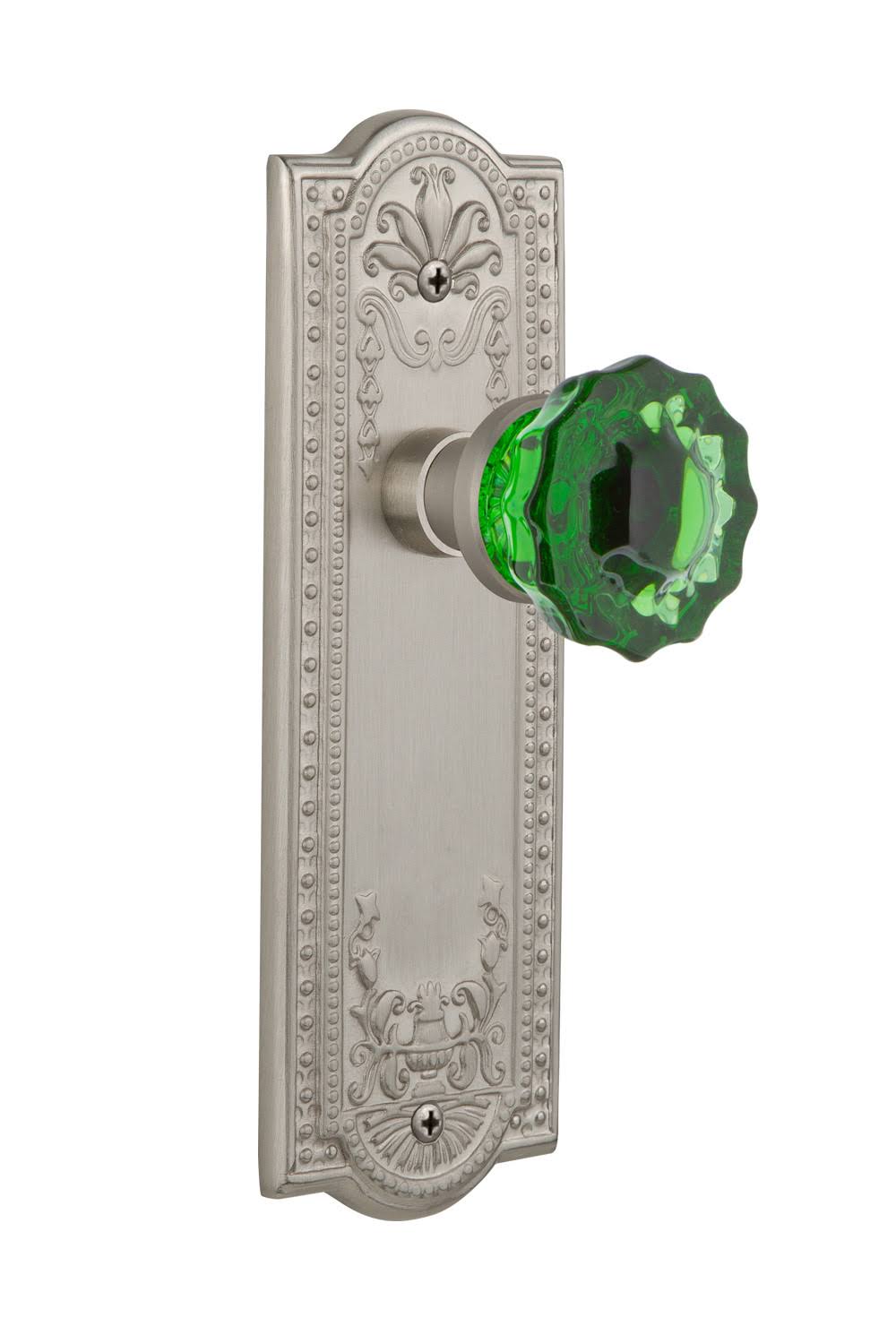Satin Nickel Crystal Glass Door Knob Y177