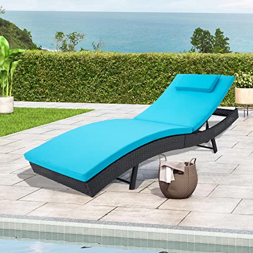 Outdoor Reclining PE Rattan Steel Frame Chaise Lounge Chairs Set of 2 K605