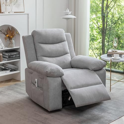 Fabric Velvet Single Sofa Chair with Footrest Dark Gray D843044