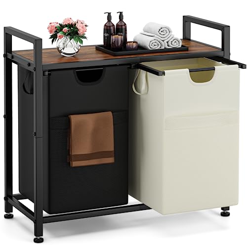112L Large Double Laundry Hamper with 2 Removable Washable Bags Q6877