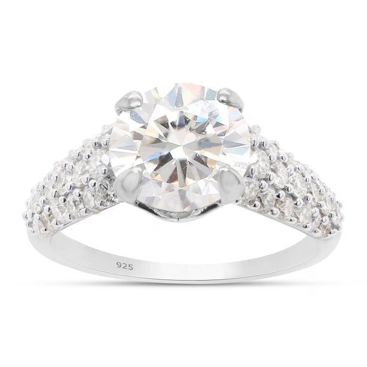 14K White Gold Multi Row Solitaire Ring L3773