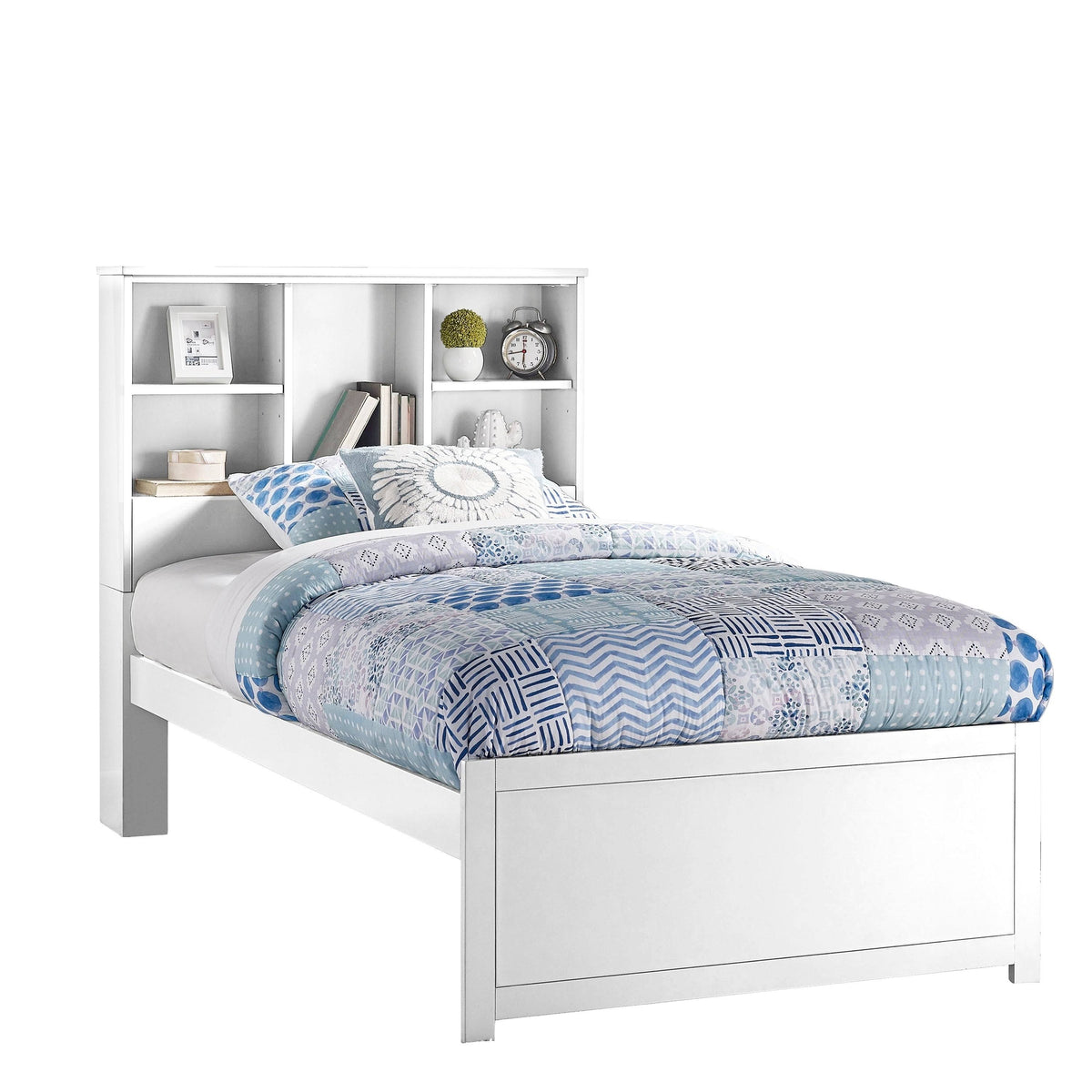 Twin Bookcase Bed with Bookshelves White Q19978