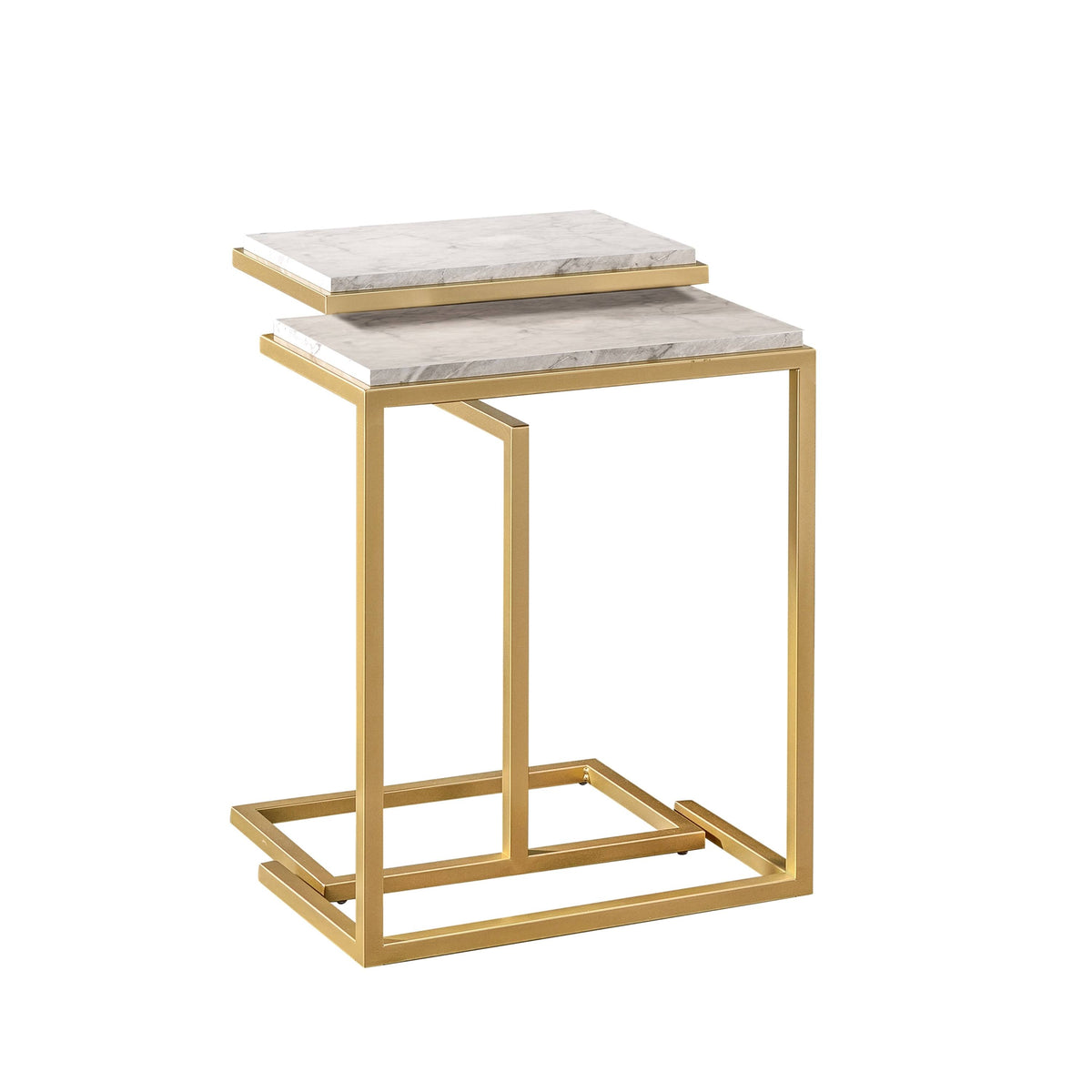 Gold White Faux Marble Top Nesting Tables E75712
