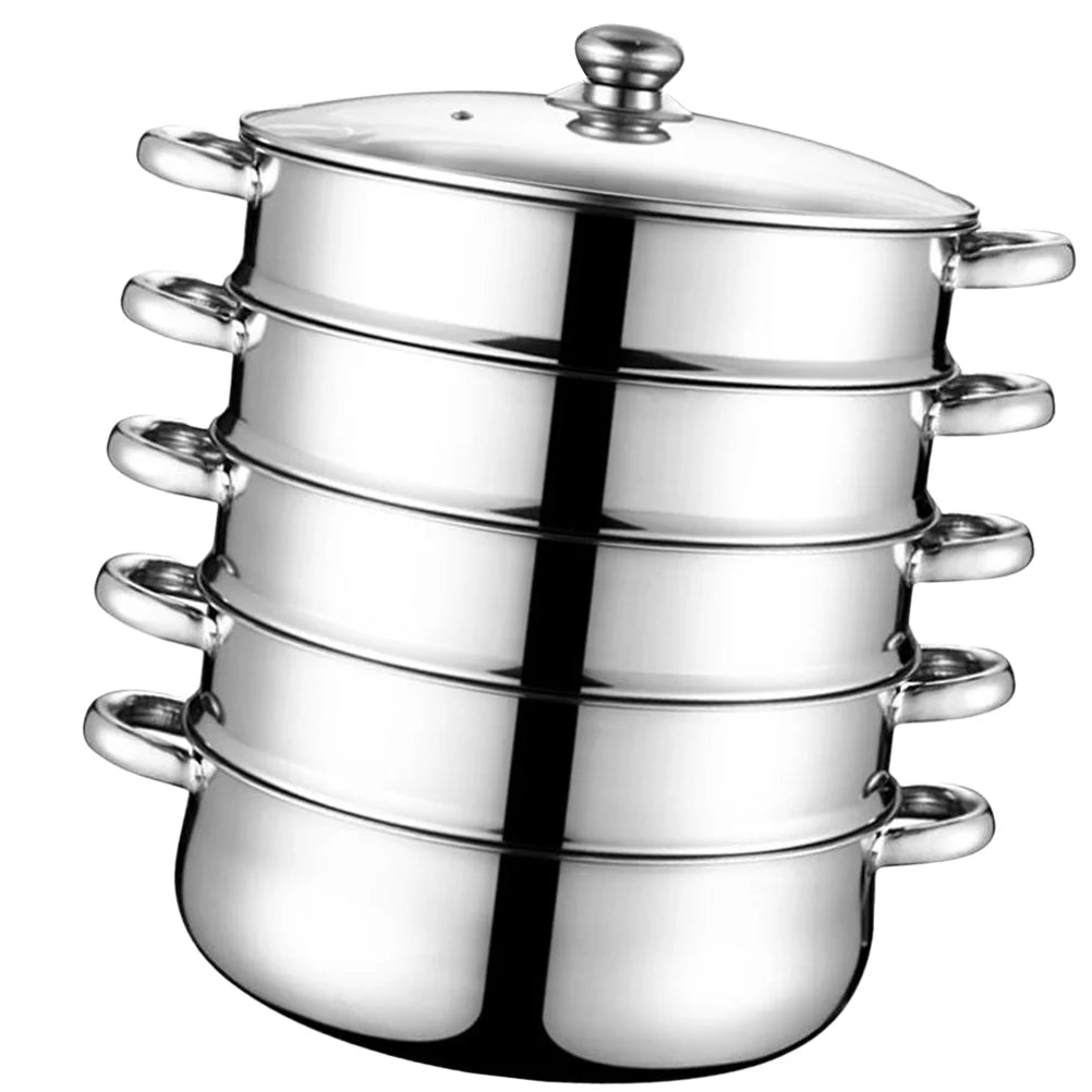 Stainless Steel Steamer Stockpot Soup Pot Silver 28cm I291