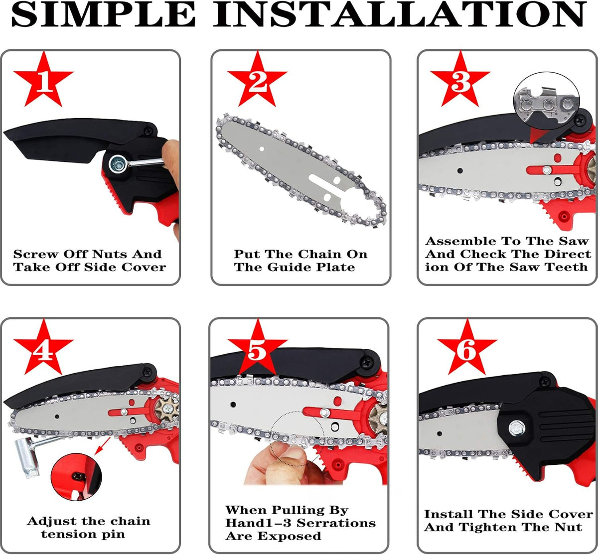 4 Inch Cordless Electric Chainsaw with 3 Lithium Batteries E404