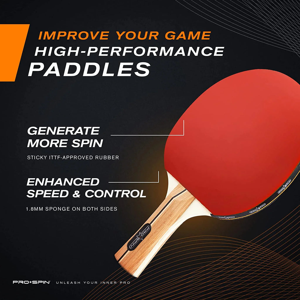 4-Player Table Tennis Racket Set with 3-Star Balls and Storage Case T462