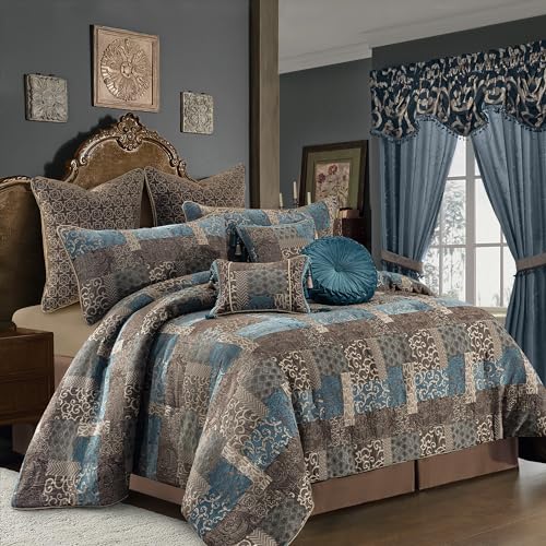 9-Piece King Jacquard Comforter Set with Euro Shams, Bedskirt, Decorative Pillow B7269