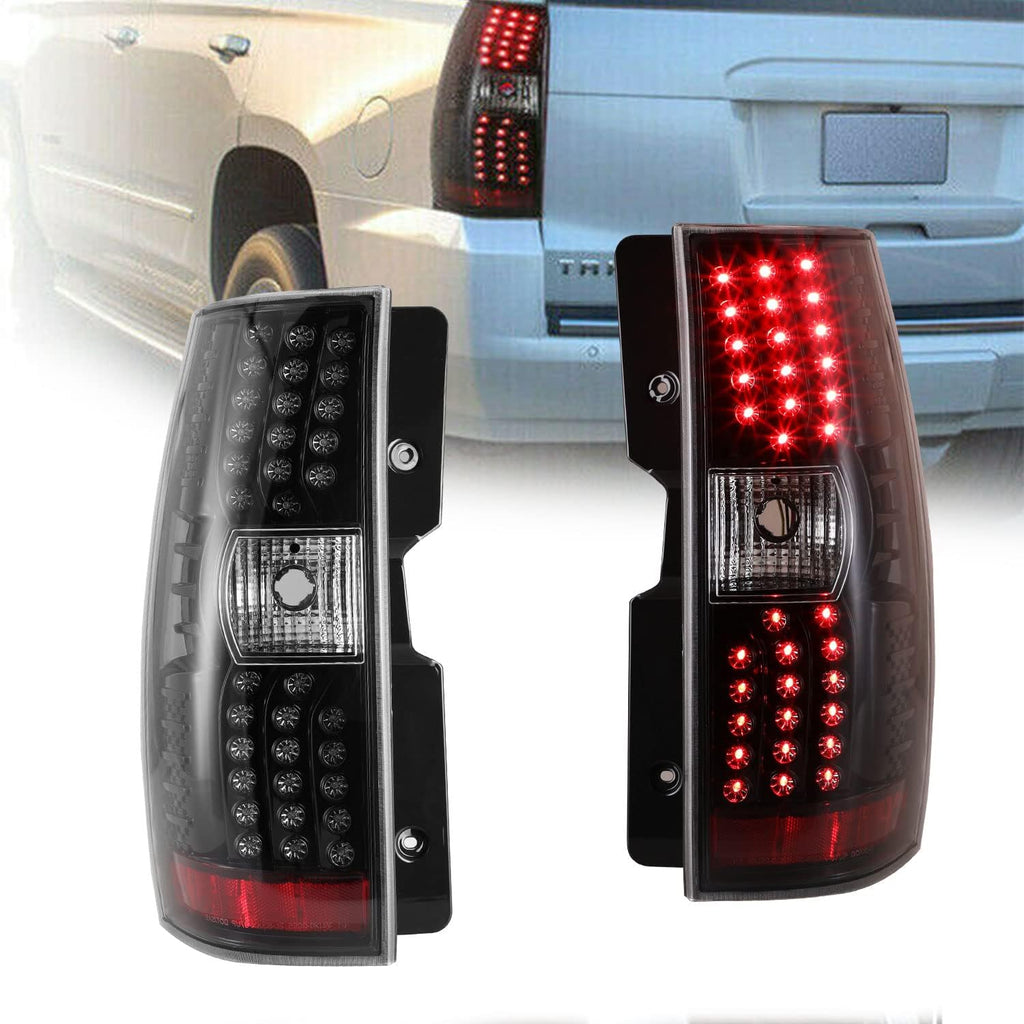 LED Tail Light Assembly for Chevrolet Tahoe Suburban 1500 2500, Black Housing Smoked Lens X73450