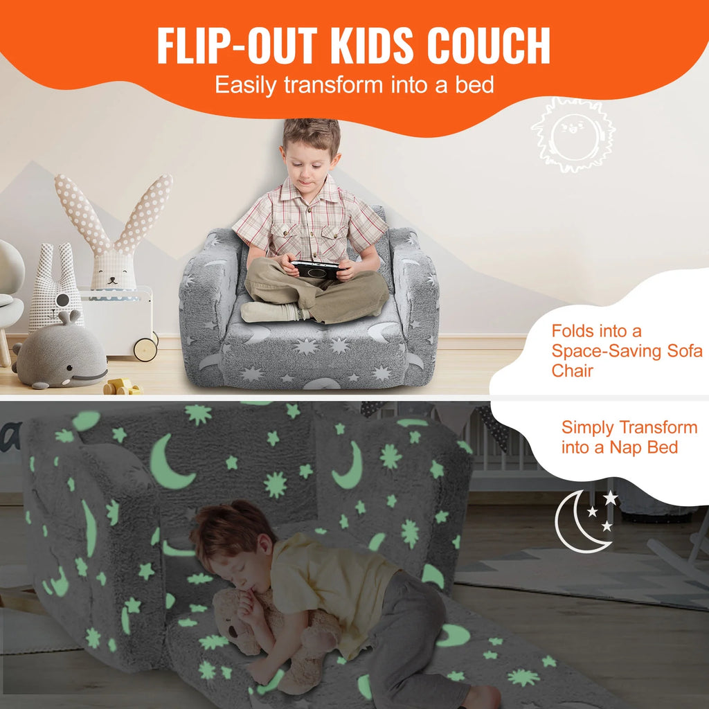 Fold-out Kids Sofa Glow-in-the-Dark Convertible Sofa U2863