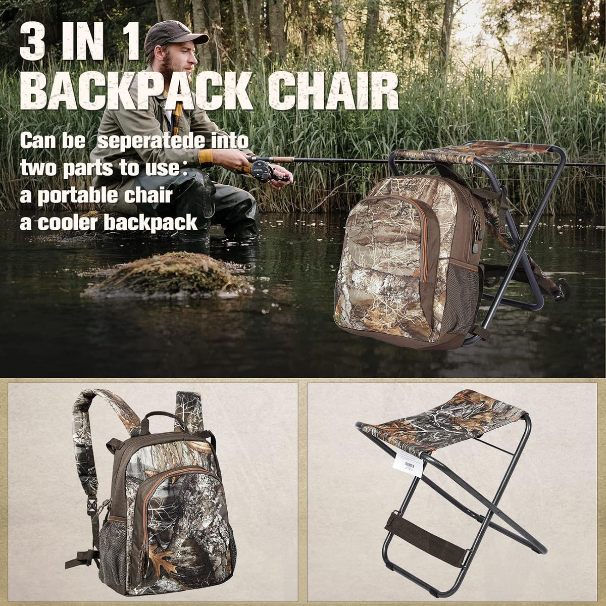 CAMO Foldable Fishing Chair with Cooler Bag J9203