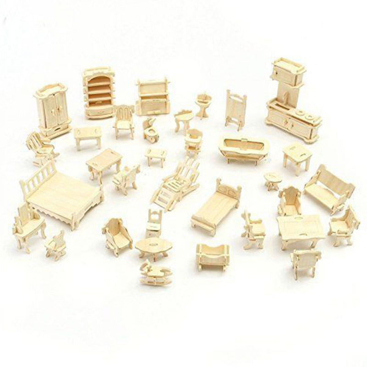 Vintage Wooden Dolls Puzzle Set House Miniature W7538
