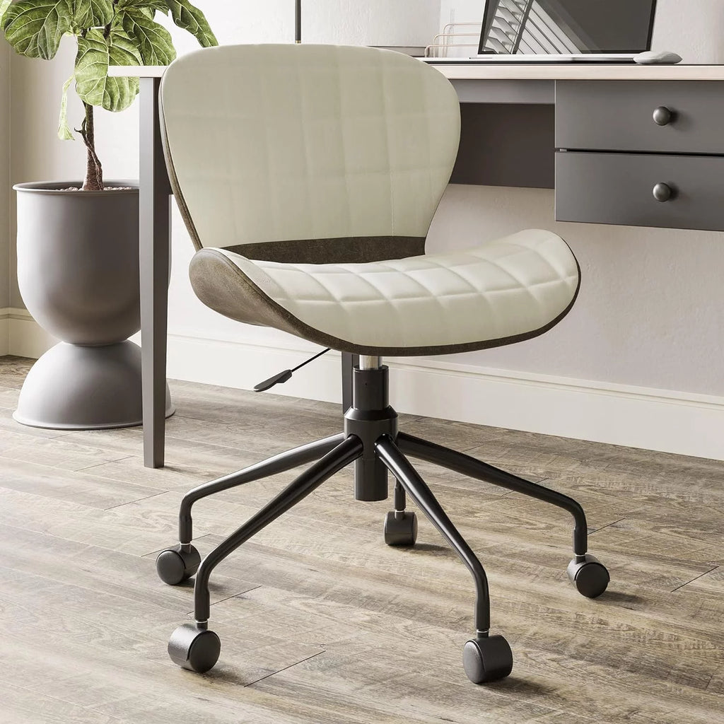 Upholstered Linen Desk Chair with Swivel Wheels and Adjustable Height Z99145