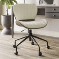 Upholstered Linen Desk Chair with Swivel Wheels and Adjustable Height Z99145