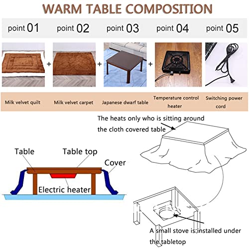 Brown Low Table with Heater and Blanket S1214