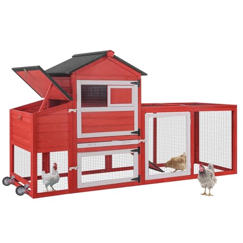 Grey Chicken Coop with Wheels and UV-Resistant Roof O6280