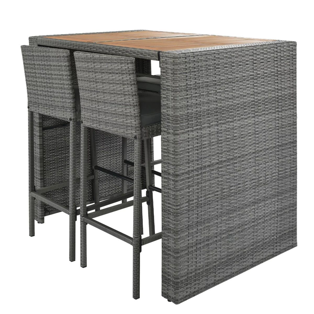 5-pieces Outdoor Patio Wicker Bar Set Q46588
