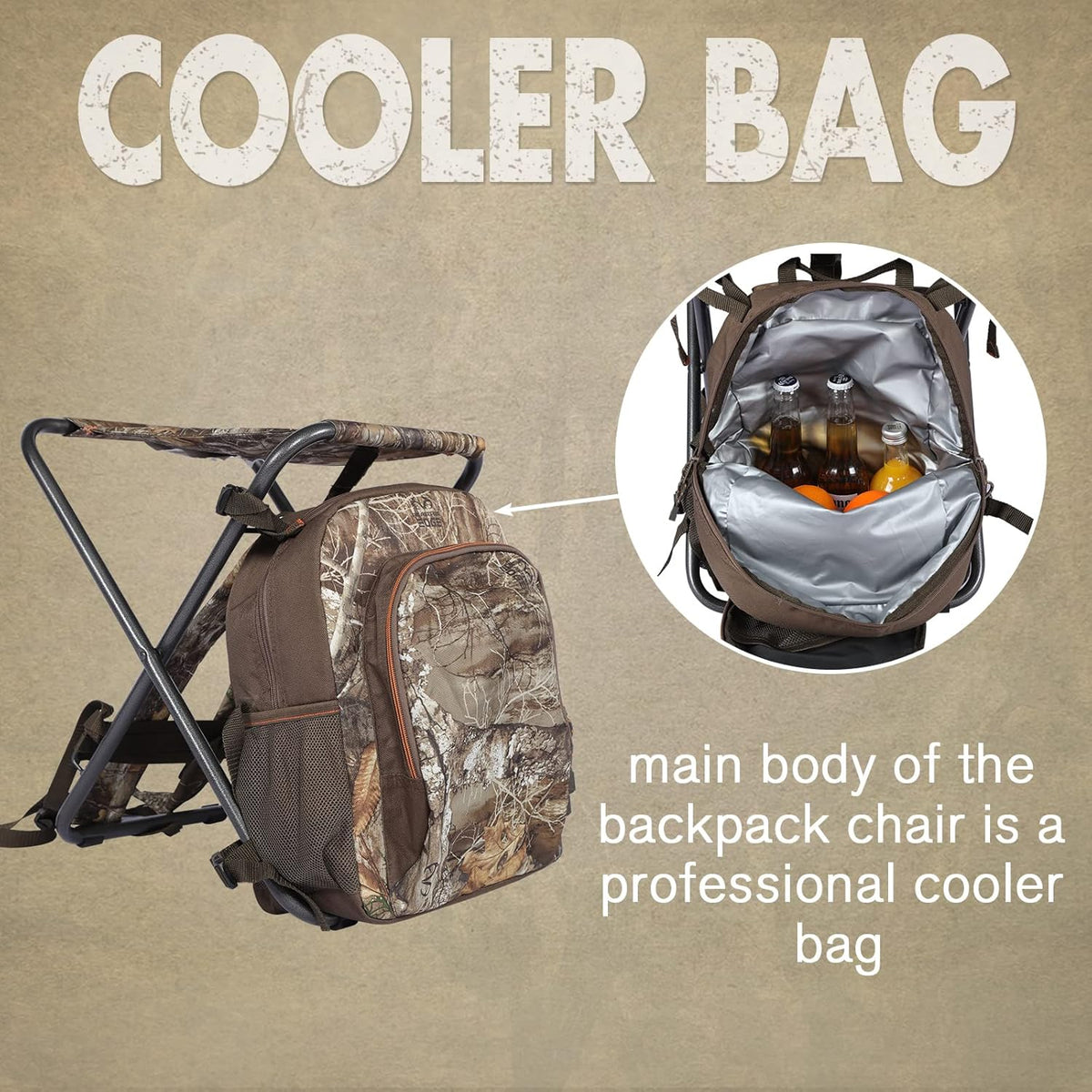 CAMO Foldable Fishing Chair with Cooler Bag J9203