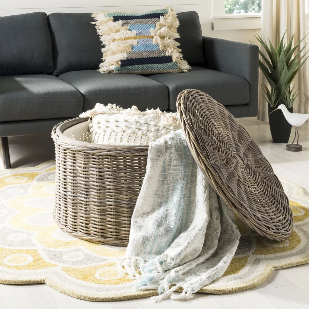 Grey Wicker Storage Coffee Table E185