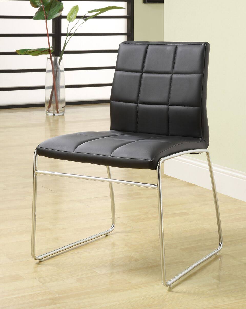 Black Tufted Leatherette Side Chairs B853