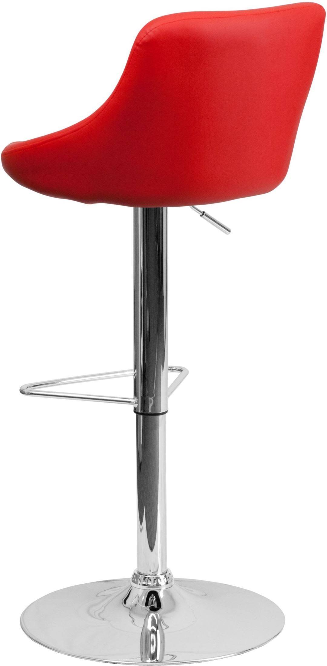 Red Vinyl Bucket Seat Adjustable Height Barstool with Chrome Base G79793