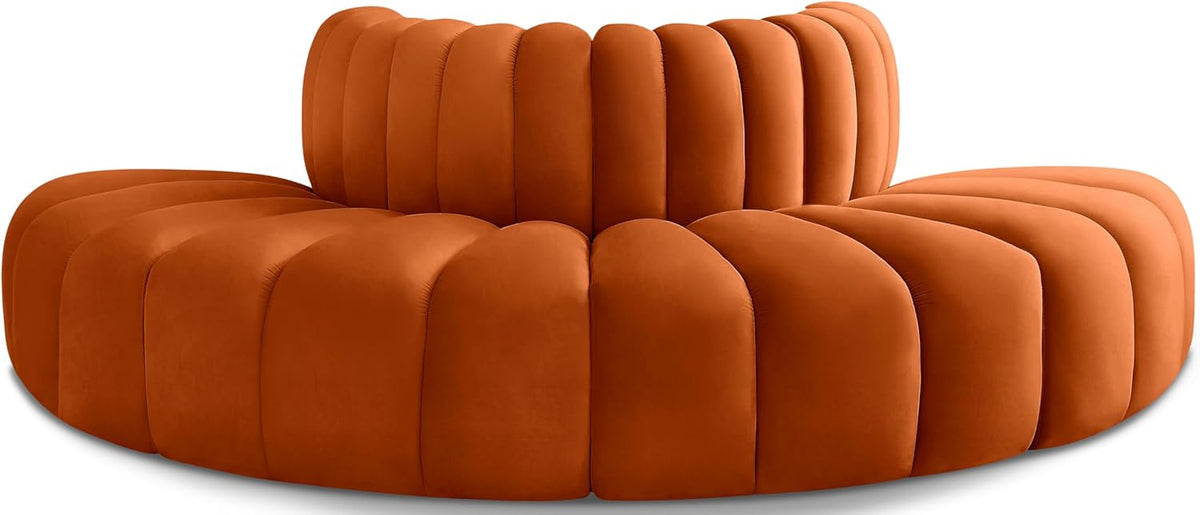Cognac Velvet Sofa W29971
