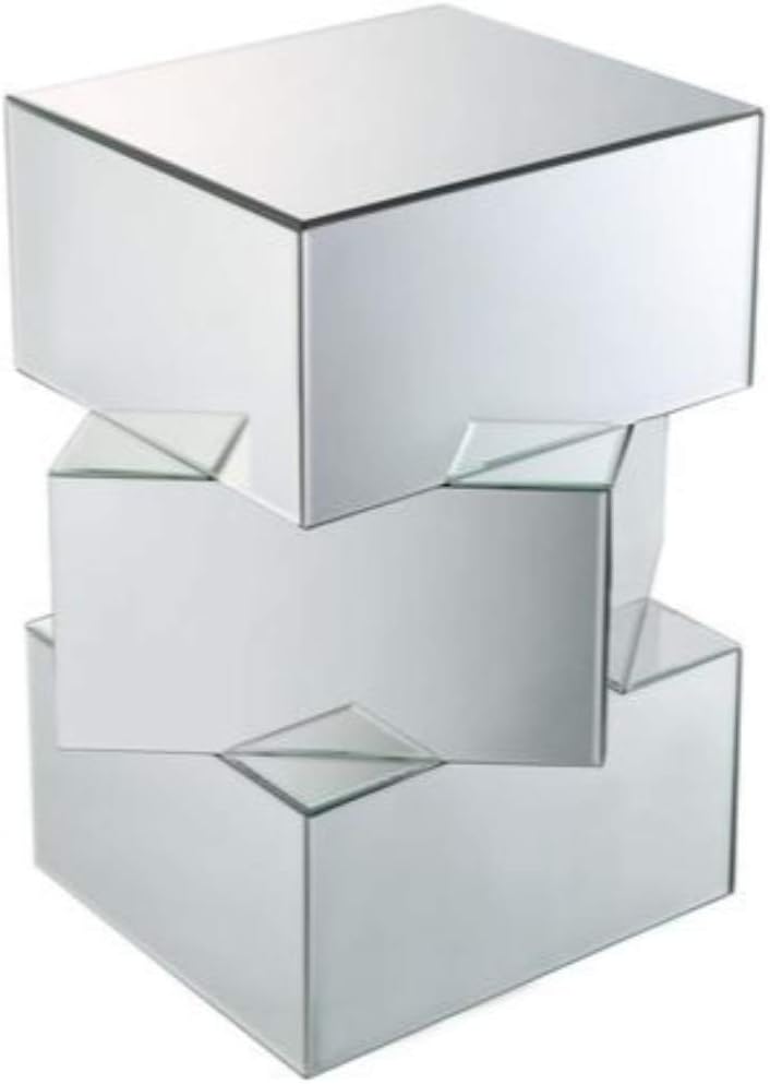 Silver End Table with Geometrical Base Y970615