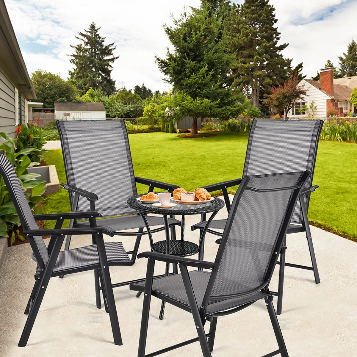 Grey Set of 4 Patio Folding Chairs F537
