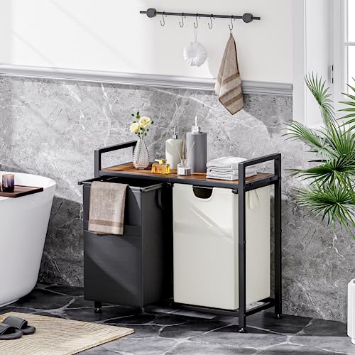 112L Large Double Laundry Hamper with 2 Removable Washable Bags Q6877