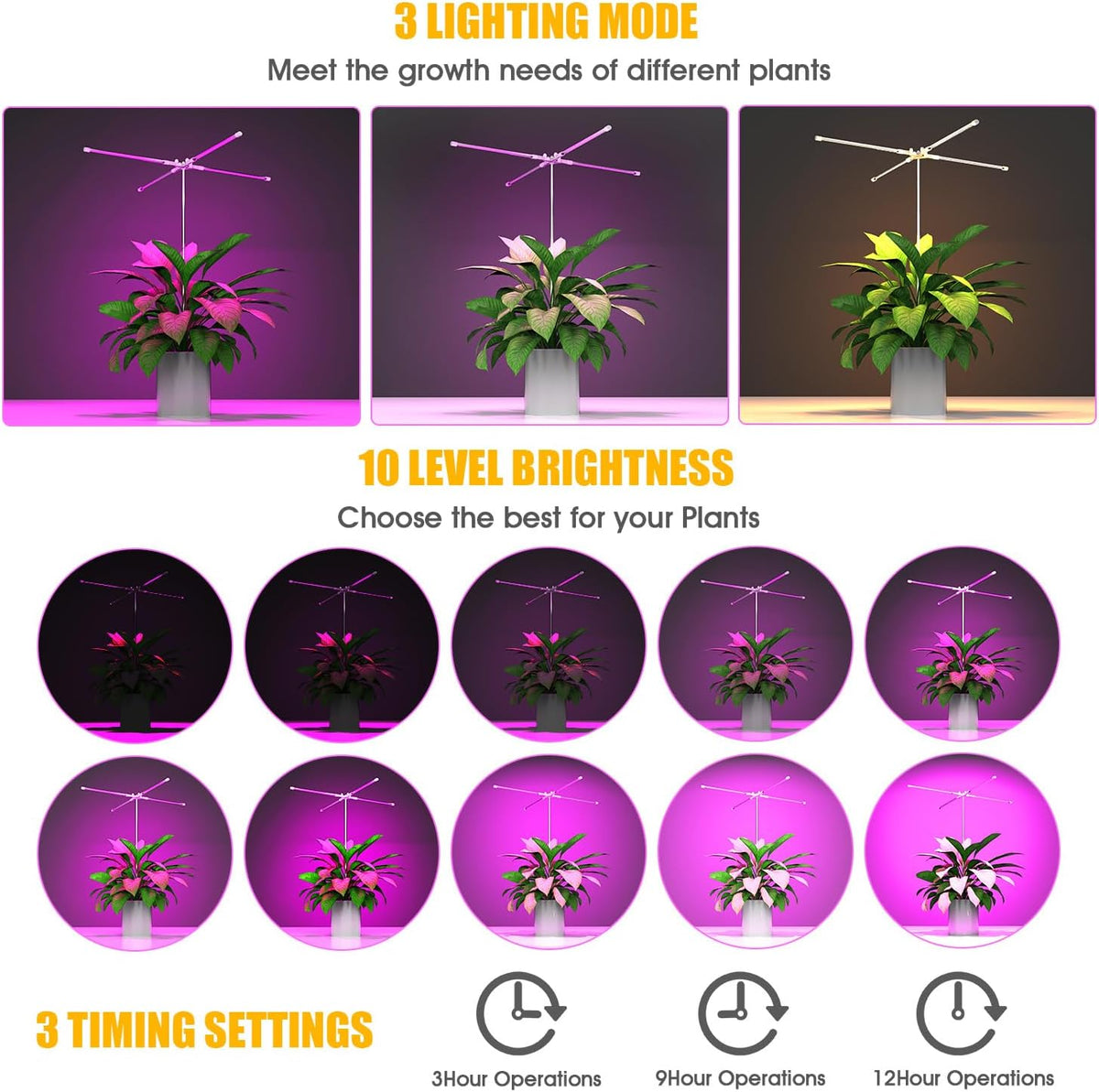 Full Spectrum Grow Light with Height Adjustable Plant Stand H298