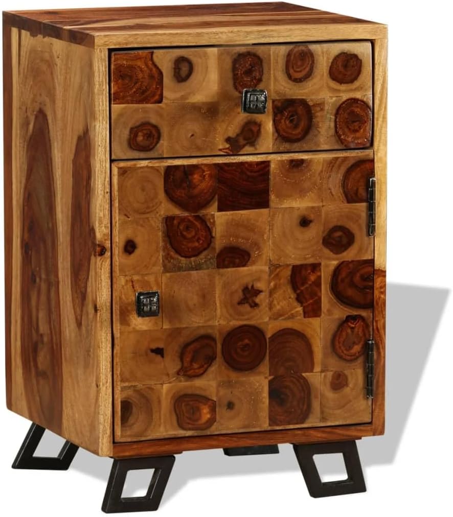 Solid Sheesham Wood Nightstand 14.6"x11.8"x21.3" Q36241