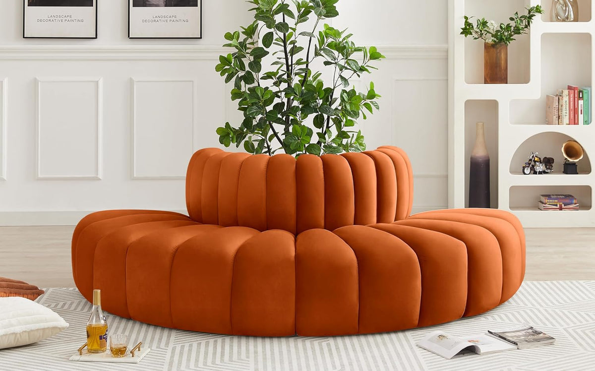 Cognac Velvet Sofa W29971