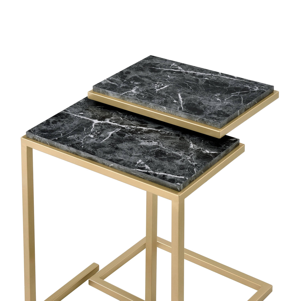 Gold White Faux Marble Top Nesting Tables E75712