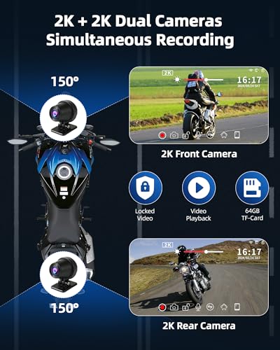 7 inch Motorcycle DVR Wireless Carplay Screen with Dual 2K Cameras GPS Navigation W597577