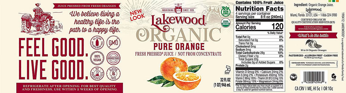 Organic Orange Juice 32 fl oz Pack of 2 Y12696