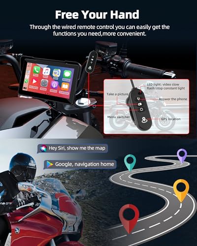 7 inch Motorcycle DVR Wireless Carplay Screen with Dual 2K Cameras GPS Navigation W597577