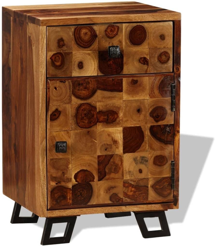 Solid Sheesham Wood Nightstand 14.6"x11.8"x21.3" Q36241