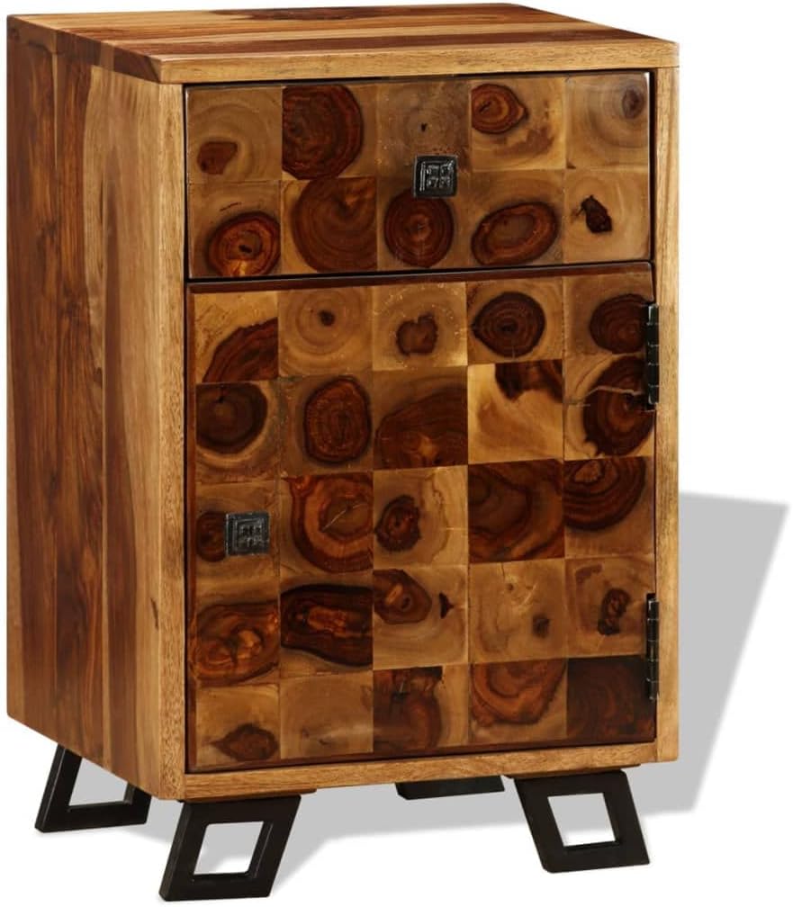 Solid Sheesham Wood Nightstand 14.6"x11.8"x21.3" Q36241