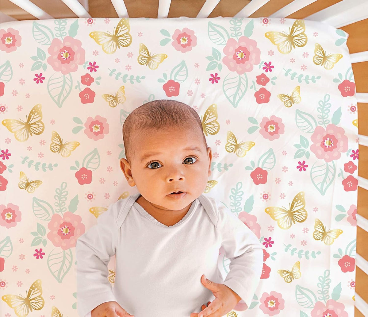 3 piece Floral Crib Bedding Set M374