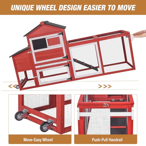 Grey Chicken Coop with Wheels and UV-Resistant Roof O6280