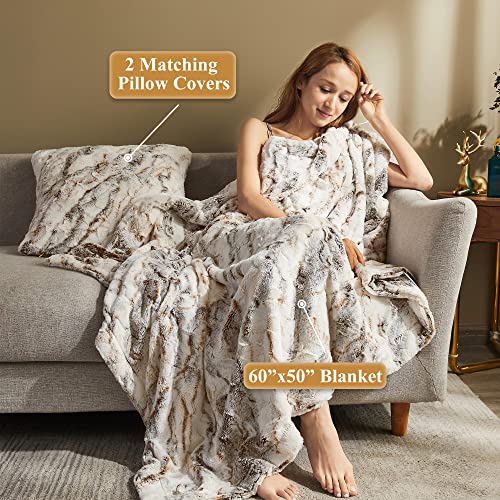 Marble Light Grey 50x60 Faux Fur Throw Blanket O764