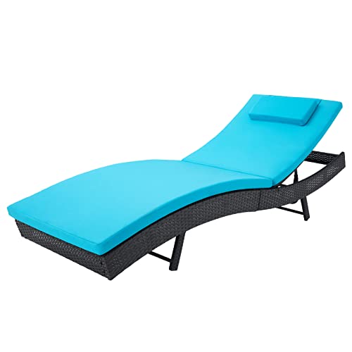 Outdoor Reclining PE Rattan Steel Frame Chaise Lounge Chairs Set of 2 K605