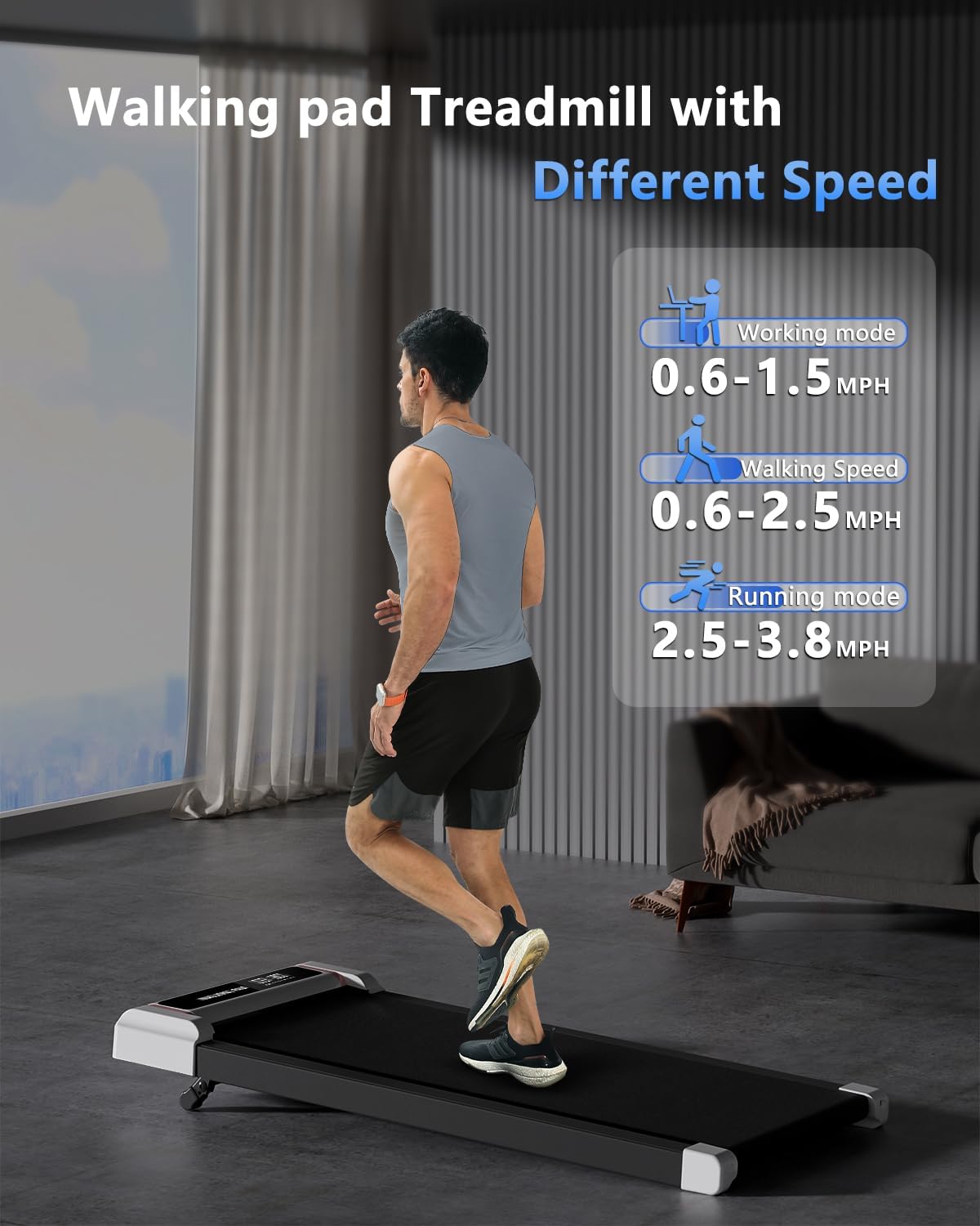 Compact 2-in-1 Under Desk Treadmill with Incline R6786