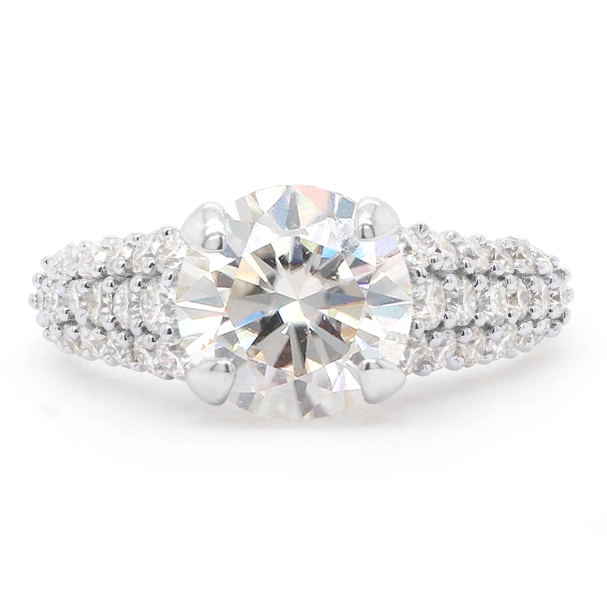 14K White Gold Multi Row Solitaire Ring L3773
