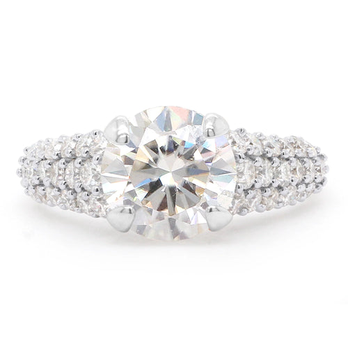 14K White Gold Multi Row Solitaire Ring L3773