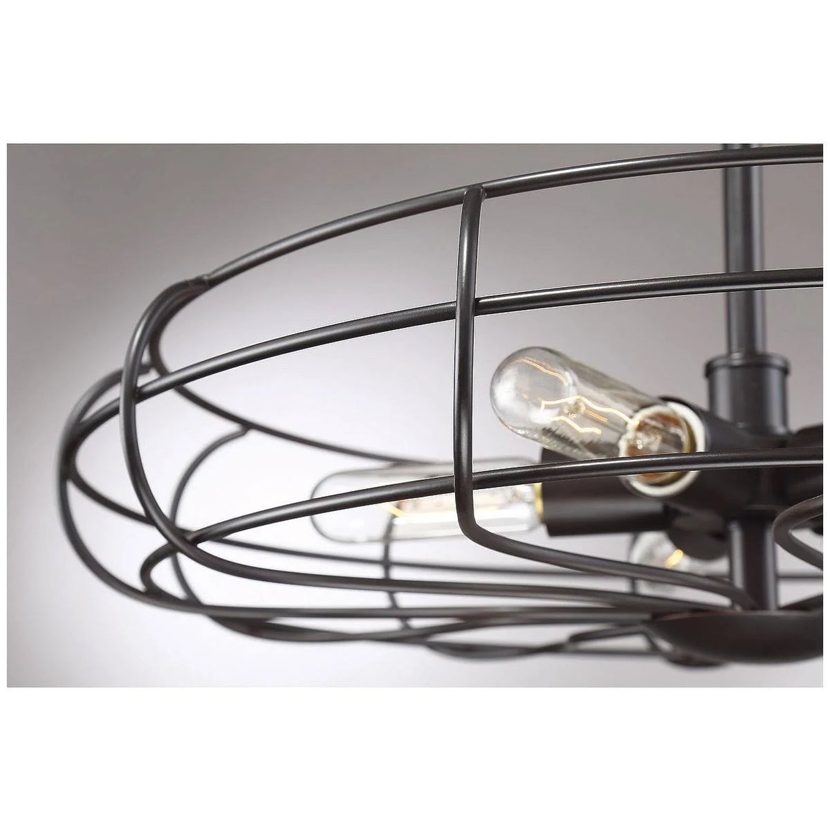 Industrial Vintage Metal Cage Semi-Flush, Bronze F46732