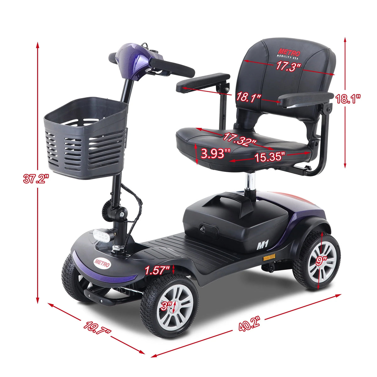Blue 4 Wheel Mobility Scooter H502