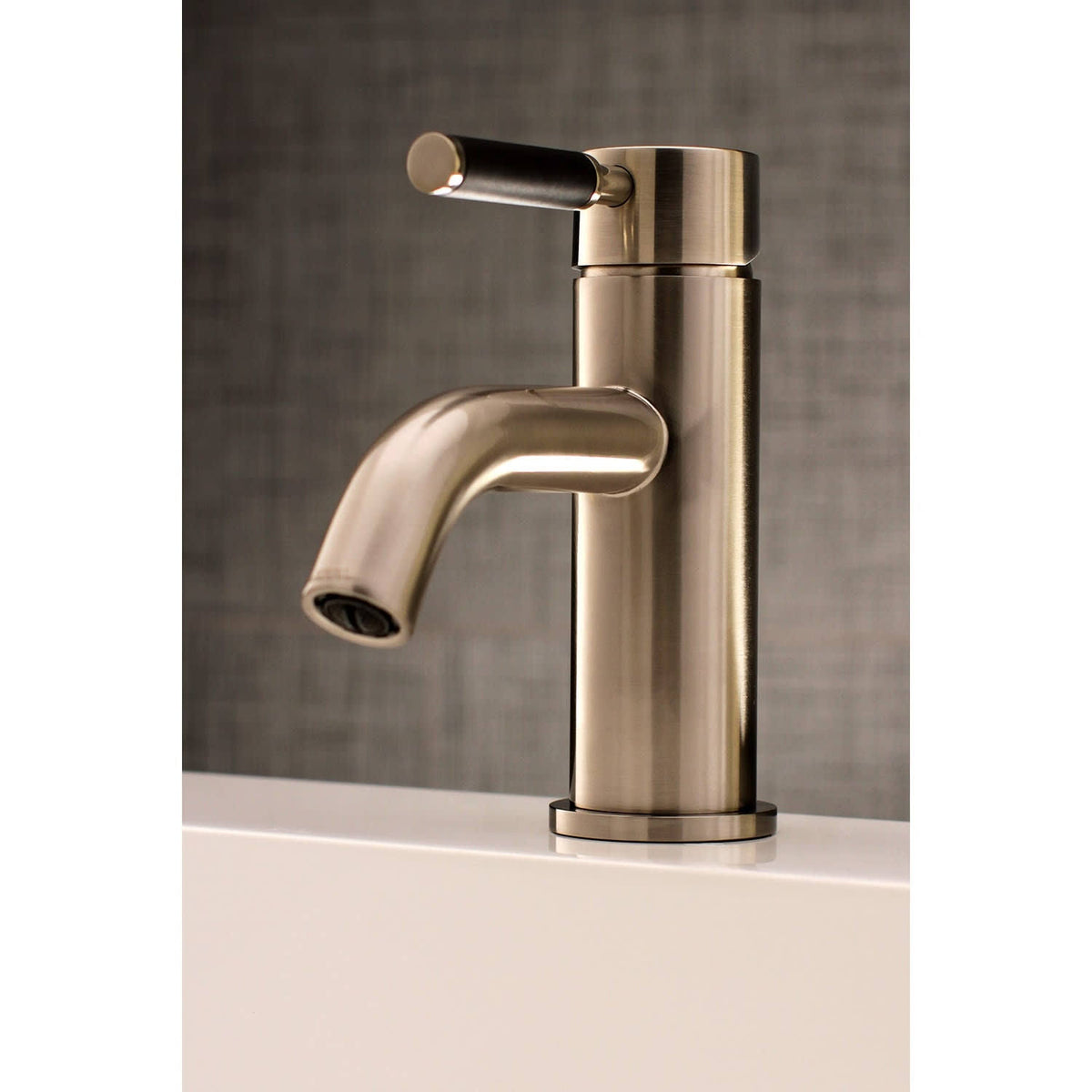 Matte Black Brushed Nickel Single-Handle Bathroom Faucet with Push Pop-Up C424399