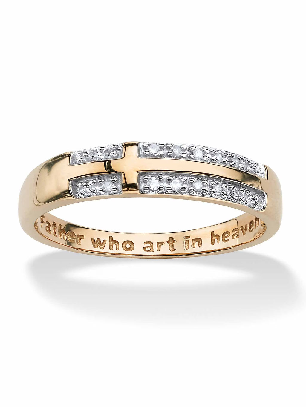 Diamond Accent 10k Yellow Gold Cross Ring L531