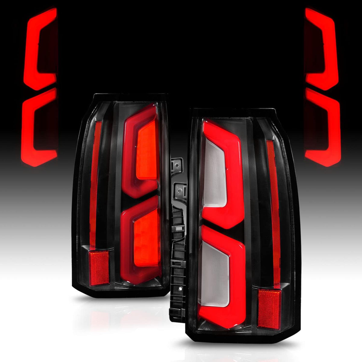 Full LED Dual Light Bar Black Replacement Taillights Assembly Pair W281826