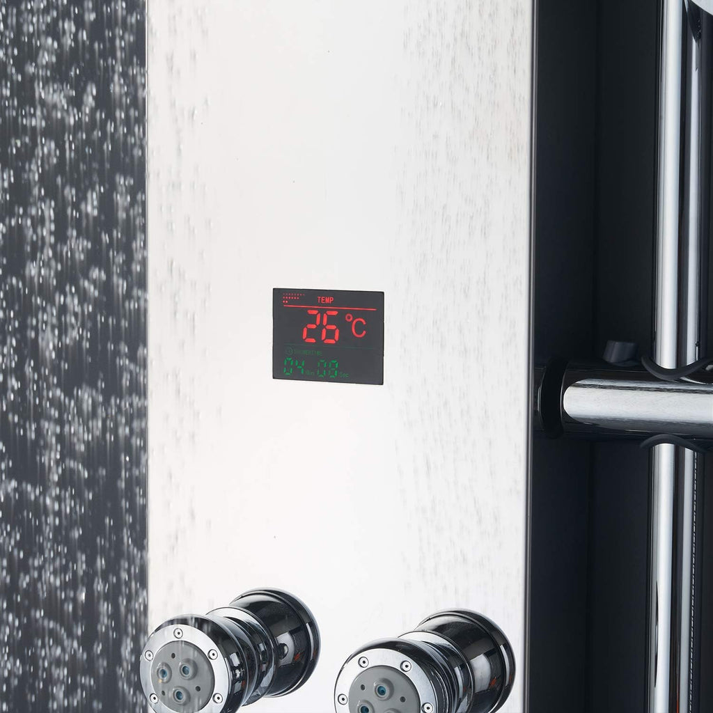 #304 Stainless Steel Shower Panel with LED Temperature Display and 6 Nozzles U28121